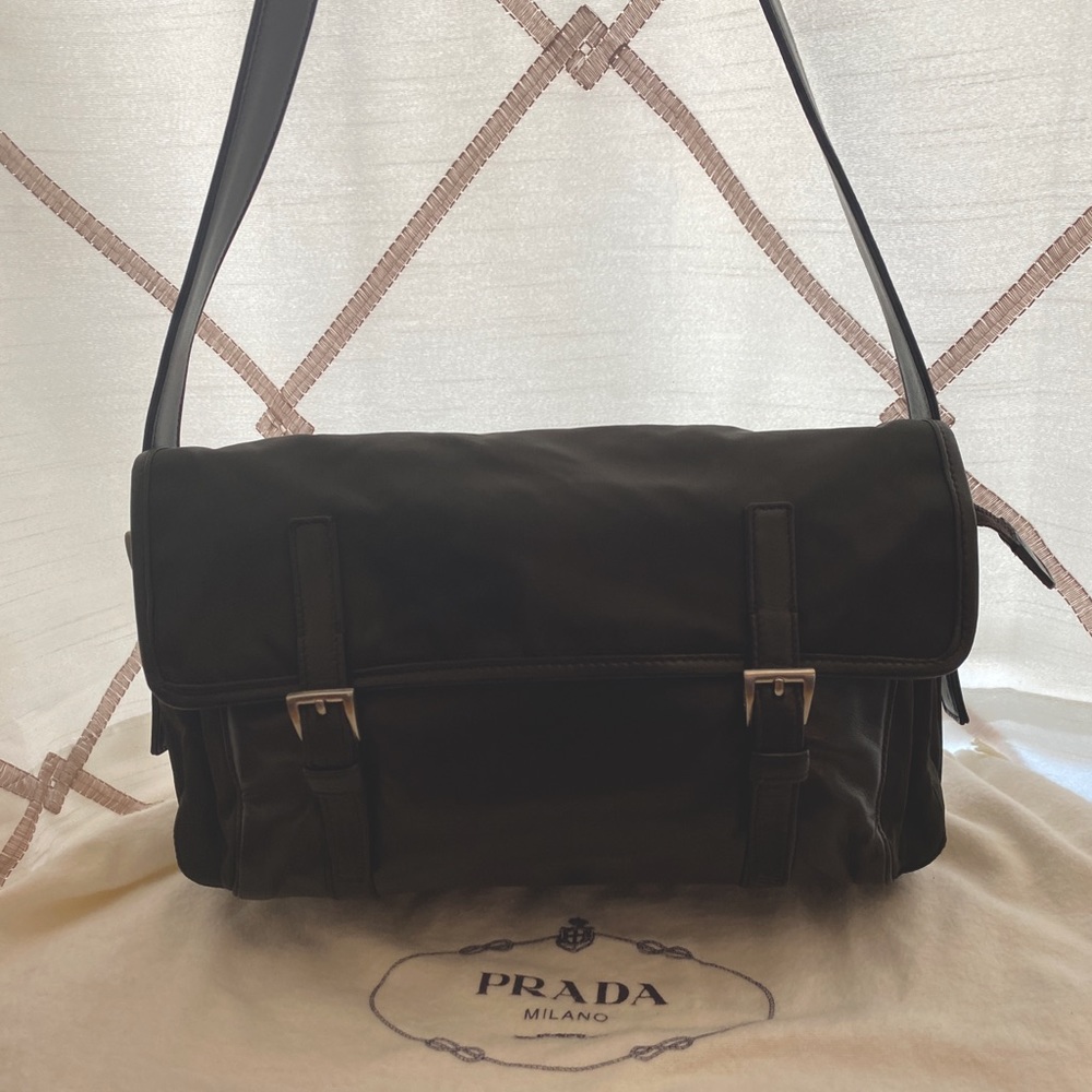 Black/dark brown Prada shoulder bag